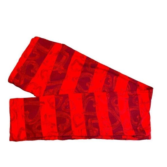 0657 LuLaRoe Size OS Leggings Valentine Hearts Print Red and Maroon New - Picture 1 of 6
